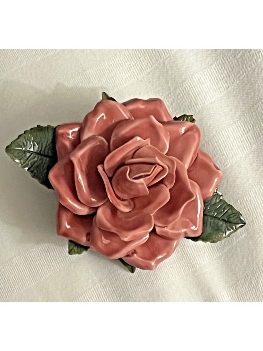 Vintage Celluloid Rose Flower Pin Brooch Mauve Pink Layered Petals MCM Realistic
